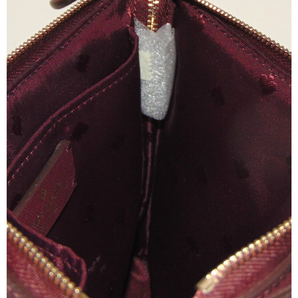 Kate Spade New York Tinsel Glitter Crossbody Bag Burgundy Wine Zip Gold Hardware - Picture 13 of 15